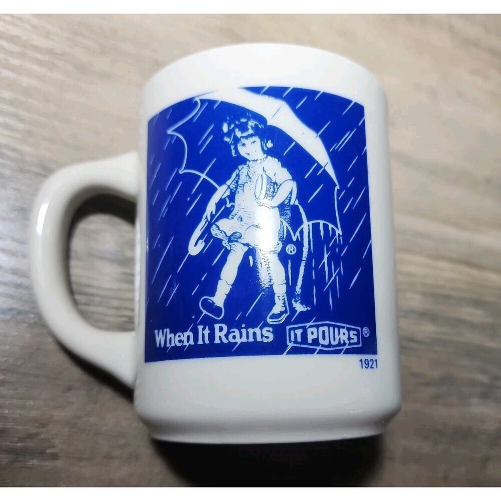 Vintage Mail Order Morton Salt Set 7 Lot Umbrella Girl 4 Mugs, Creamer, Sugar - Picture 6 of 11